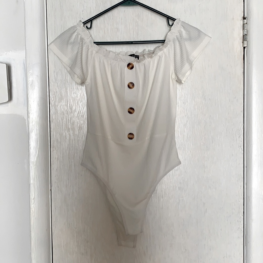 White off shoulder body suit